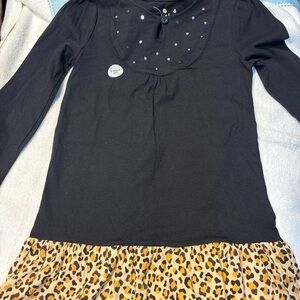 Jumping Beans Black and Leopard Print Long Sleeve Tee